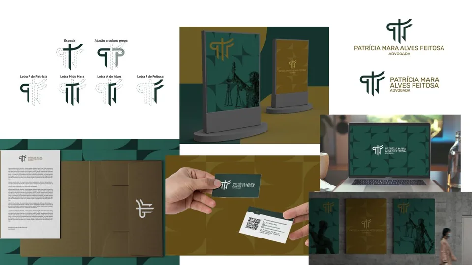 Identidade visual e aplicações de Patrícia Mara Alves Feitosa Advocacia